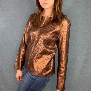 Ruby Rd pleather copper metallic cut-outs jacket!
